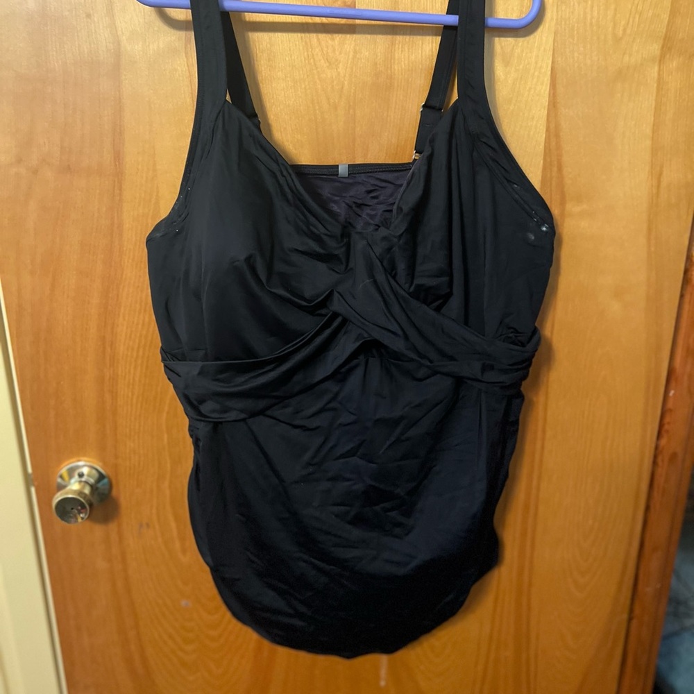 Black Swimsuit with Twist Front